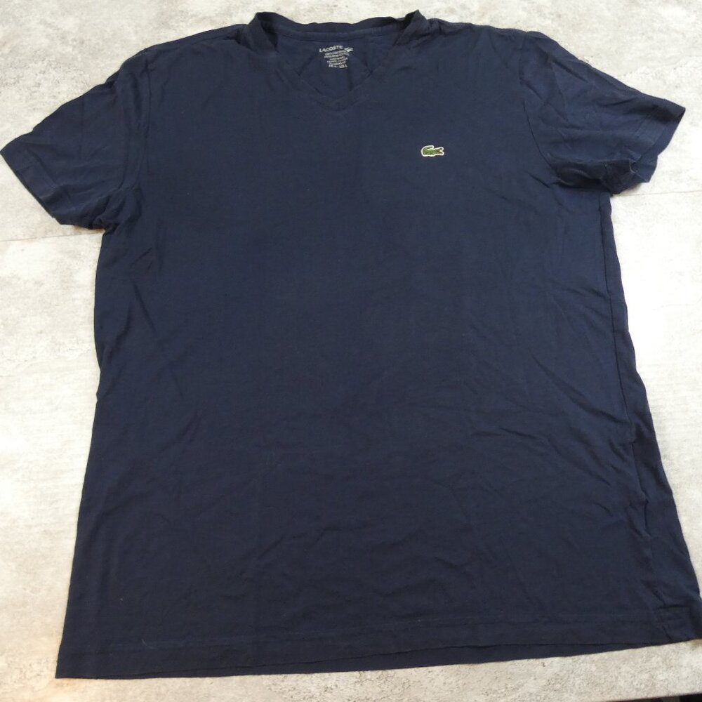 Lacoste Tee Shirt Men Large US Black V Neck
